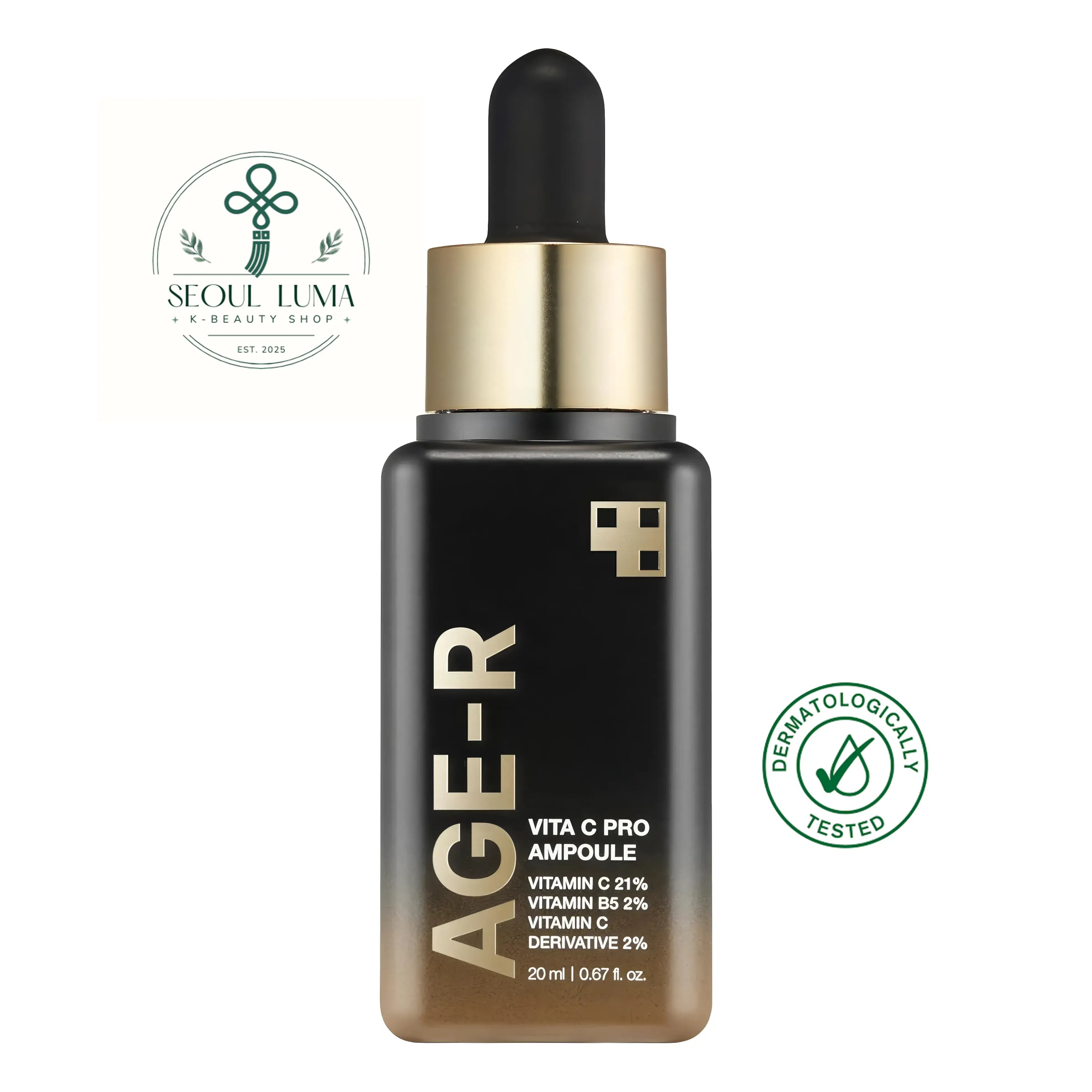 MEDICUBE Age-R Vita-C Pro Ampoule with 25% pure vitamin C, ferulic acid, and vitamin E for professional brightening treatment